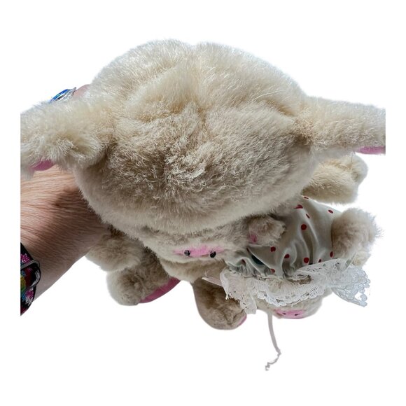 Sugar Loaf Mother Baby Pig Plush Stuffed Animal Pink Lace Polka Dot Dress Vtg - Picture 6 of 9